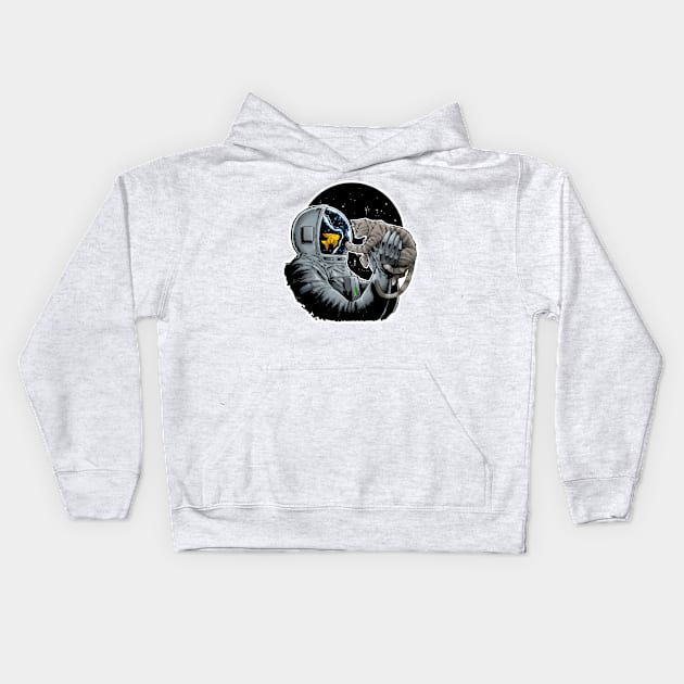 Astronaut - Grey Cat and Fish T-Shirt Kids Hoodie by SheVibe
